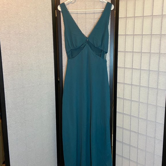 wild fable Dresses & Skirts - Lace Insert Bodice V Neck Slip Camisole Chemise Midi Dress Teal NWT Wild Fable